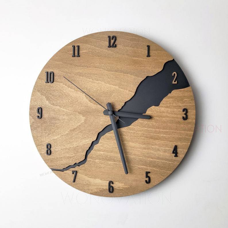 Houten Wandklok 30 x 30 cm – Minimalistisch Rustiek Design