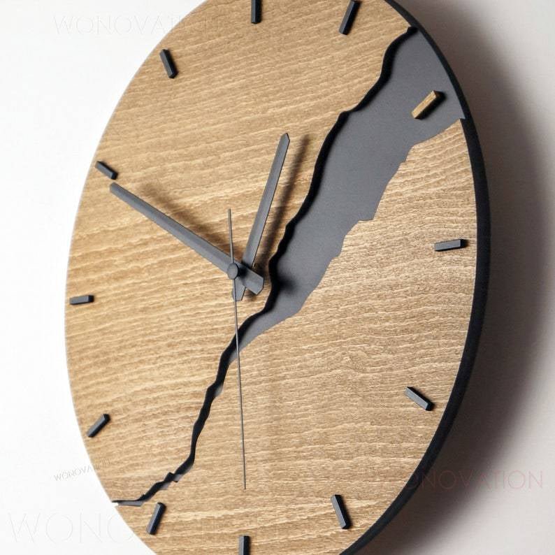 Houten Wandklok 30 x 30 cm – Minimalistisch Rustiek Design