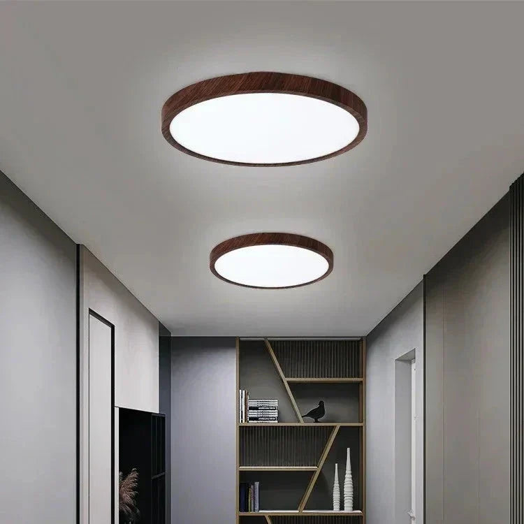 LumaRond LED Plafondlamp met 3 Lichtstanden in Walnootlook