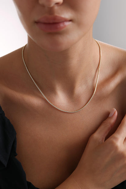 Saar Tennis Ketting – Elegante Kristallen Ketting met 14K Plating
