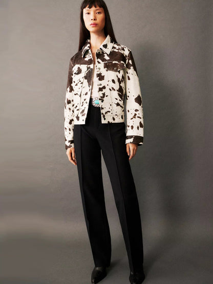 Luna Dames Jasje met Koeienprint – Warm, Trendy & Comfortabel
