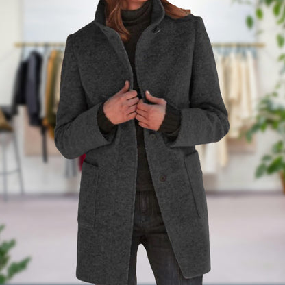 Elara Dames Herfstjas Warm Elegant Getailleerd Model