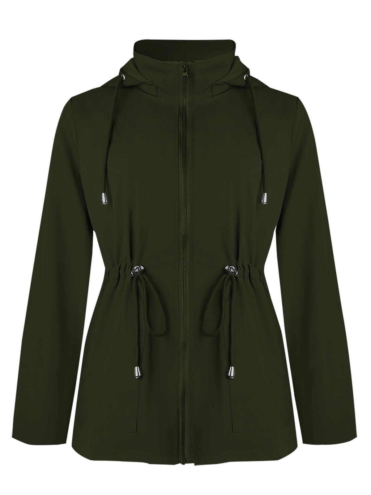 Damesjack met Capuchon, Rits en Verstelbare Taille