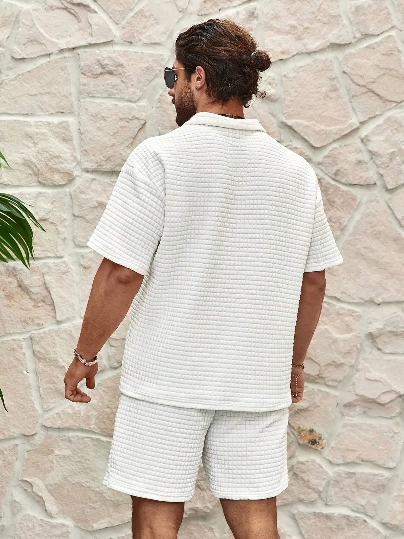 Luca Zomerset Heren Ademend Wafelstof Casual Outfit