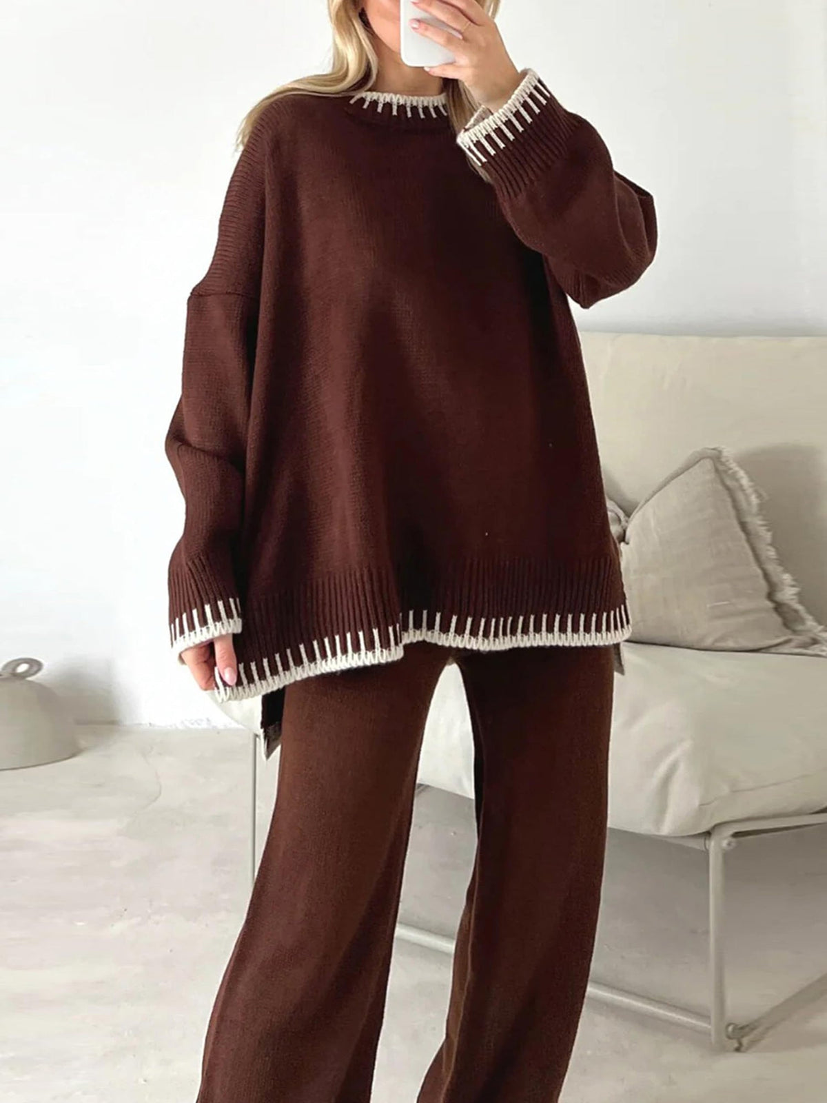 Luna Herfstset Dames – Warme Gebreide Set voor Elke Dag