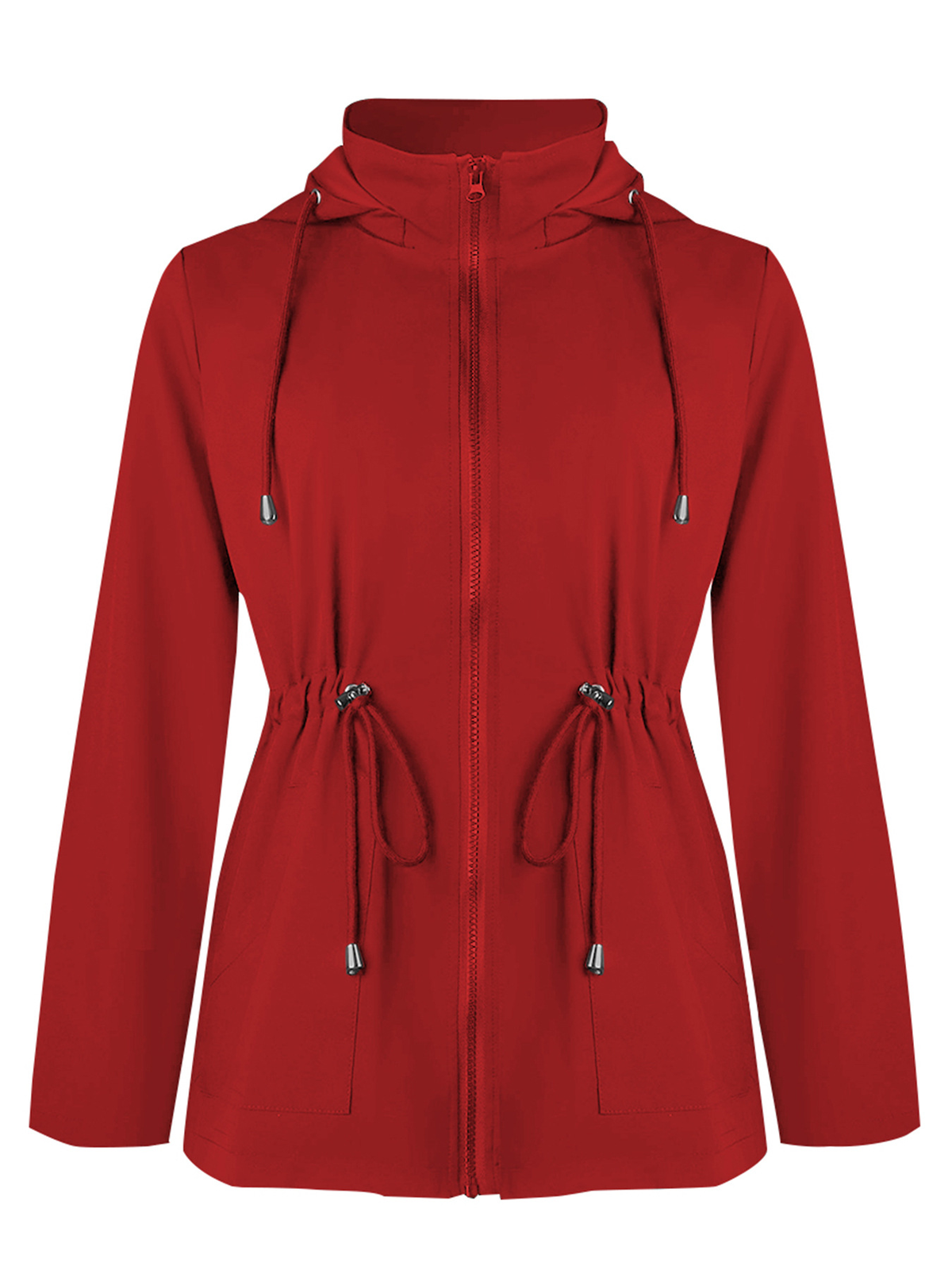 Damesjack met Capuchon, Rits en Verstelbare Taille