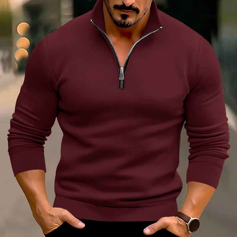 Valerio Comfort Sweater – Heren trui met rits en hoge kraag
