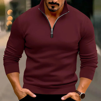 Valerio Comfort Sweater – Heren trui met rits en hoge kraag