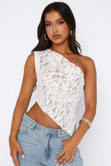 Nola Asymmetrische Kanten Top Dames Eénschouder Model