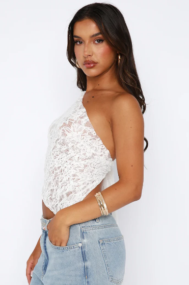 Nola Asymmetrische Kanten Top Dames Eénschouder Model
