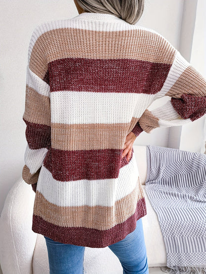 Lunavera Gestreept Damesvest – Zacht Warm Herfstvest