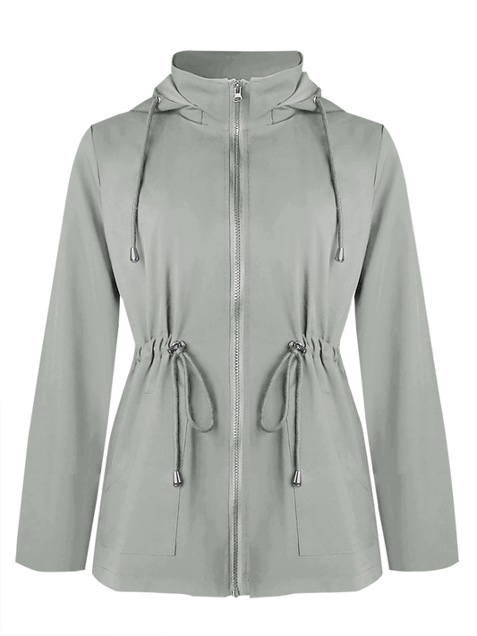 Damesjack met Capuchon, Rits en Verstelbare Taille
