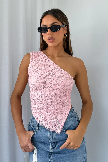 Nola Asymmetrische Kanten Top Dames Eénschouder Model