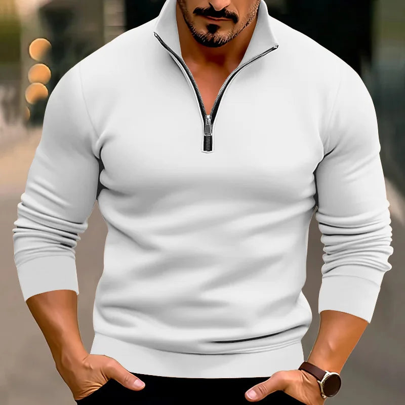 Valerio Comfort Sweater – Heren trui met rits en hoge kraag