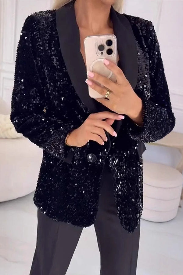 FeestGlans Dames Paillettenblazer – Glinsterende Feestelijke Blazer