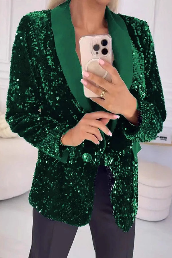 FeestGlans Dames Paillettenblazer – Glinsterende Feestelijke Blazer