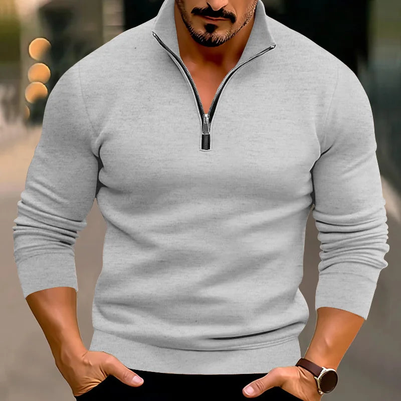 Valerio Comfort Sweater – Heren trui met rits en hoge kraag