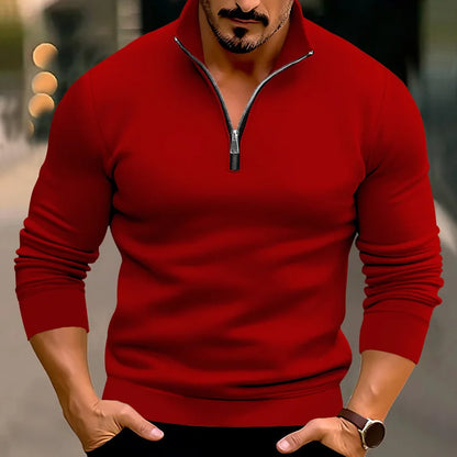 Valerio Comfort Sweater – Heren trui met rits en hoge kraag