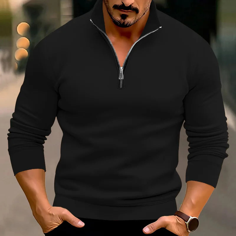 Valerio Comfort Sweater – Heren trui met rits en hoge kraag