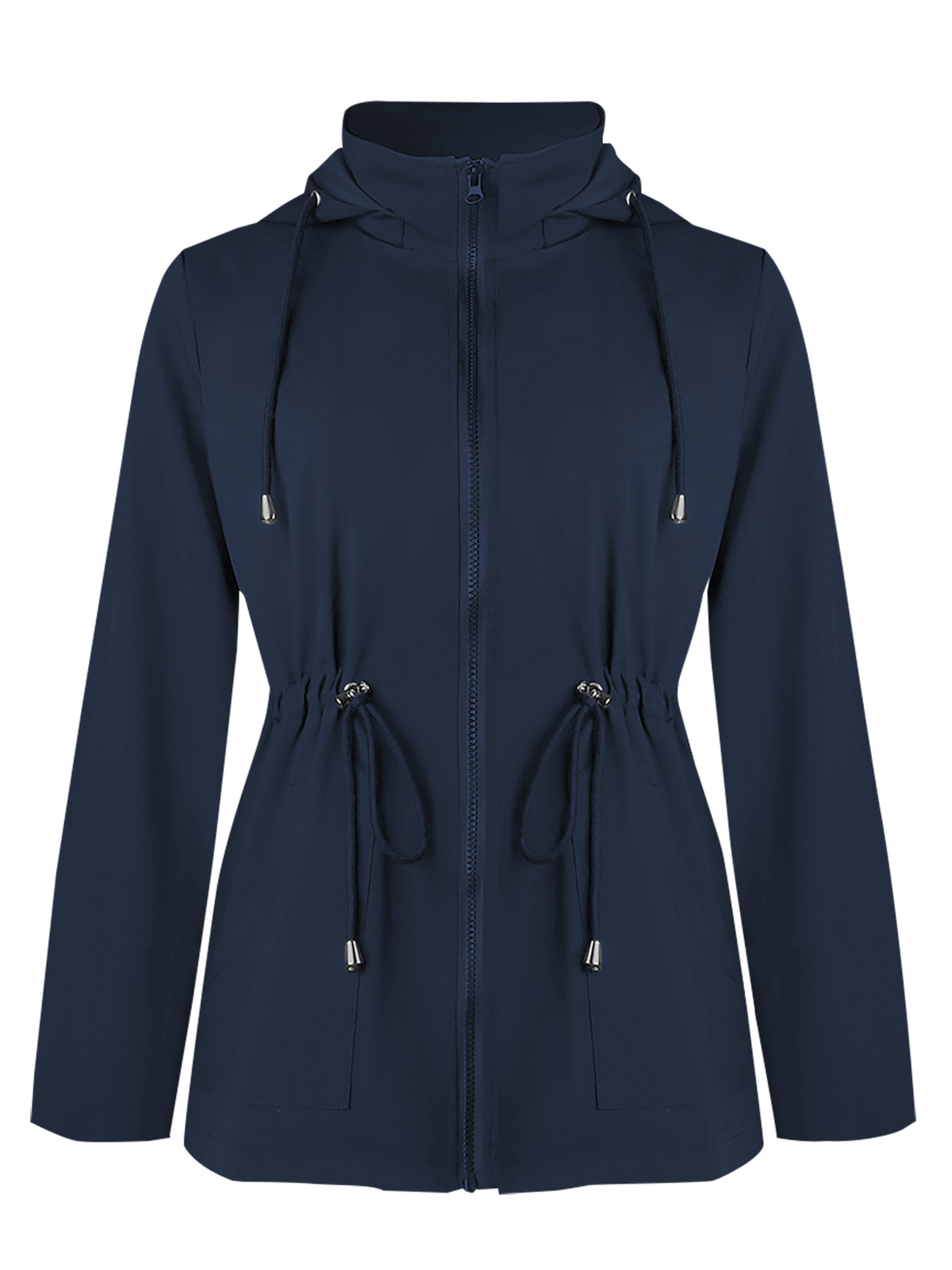 Damesjack met Capuchon, Rits en Verstelbare Taille