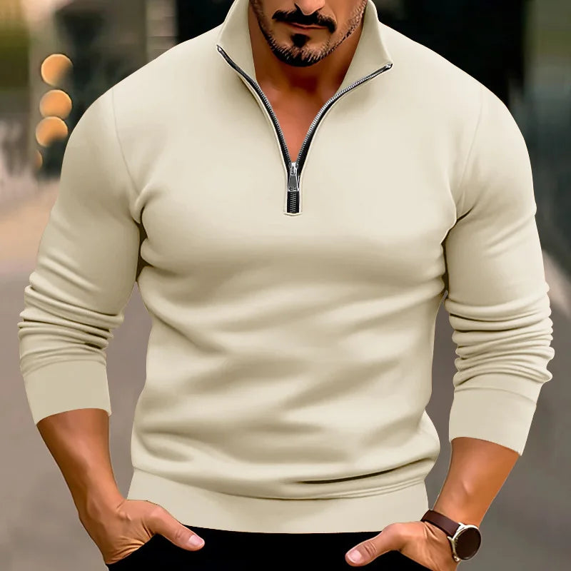 Valerio Comfort Sweater – Heren trui met rits en hoge kraag