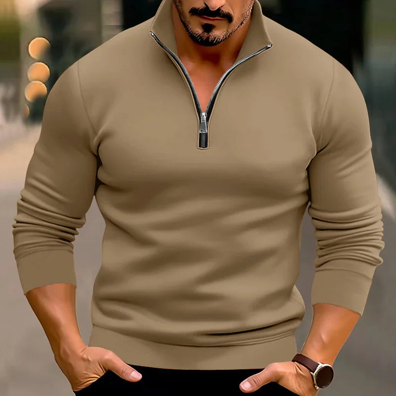 Valerio Comfort Sweater – Heren trui met rits en hoge kraag