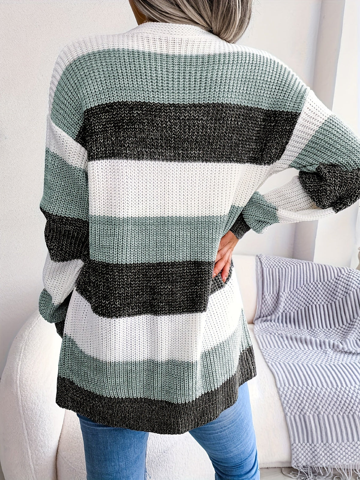 Lunavera Gestreept Damesvest – Zacht Warm Herfstvest