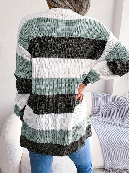 Lunavera Gestreept Damesvest – Zacht Warm Herfstvest