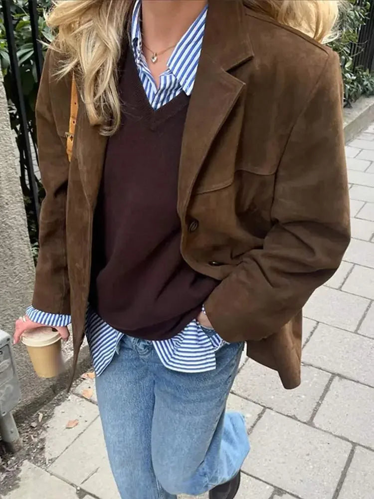 Dames Suède Herfstjas – Tijdloos Jack met Comfortabele Pasvorm