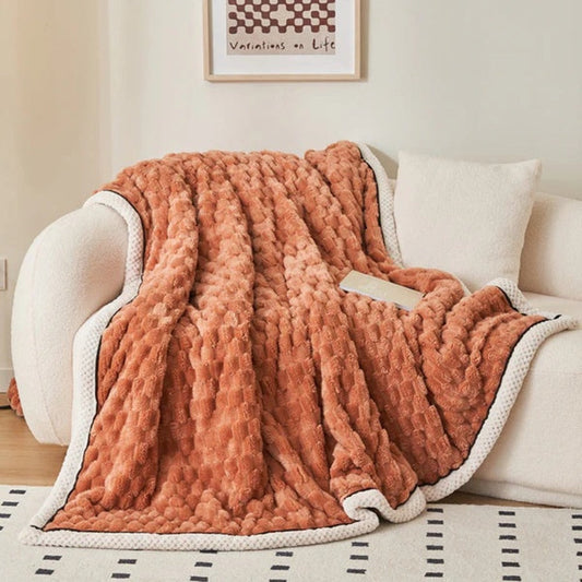 Bubbelluxe – Beige Sherpa Fleece Deken met Bubbeldesign voor Bank en Bed