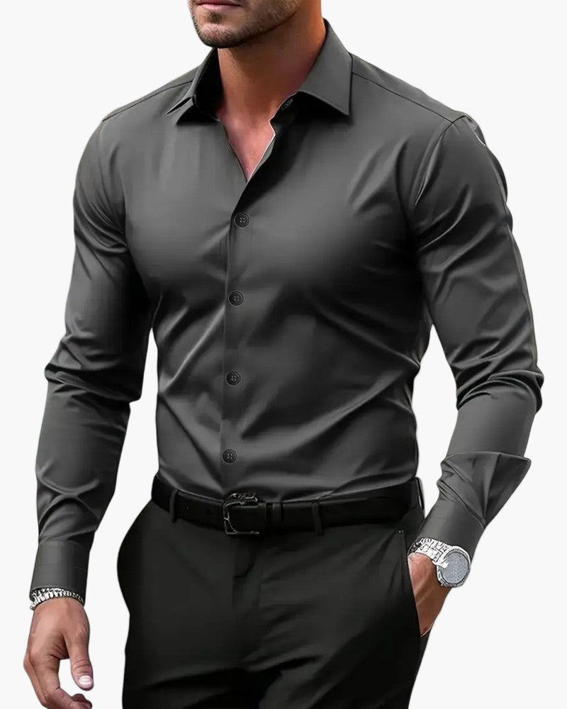 Heren Overhemd Slim Fit Lange Mouw Elegante Kantoorstijl