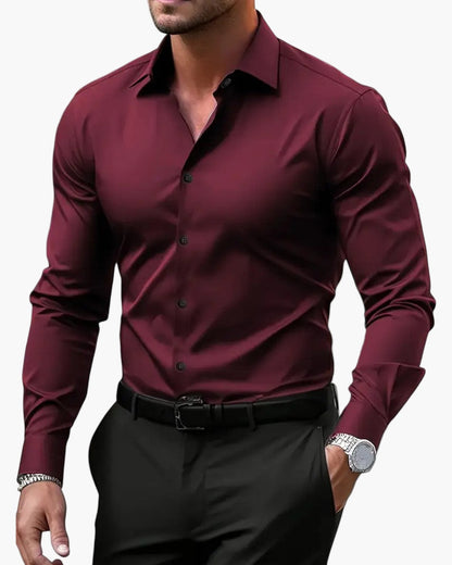Heren Overhemd Slim Fit Lange Mouw Elegante Kantoorstijl