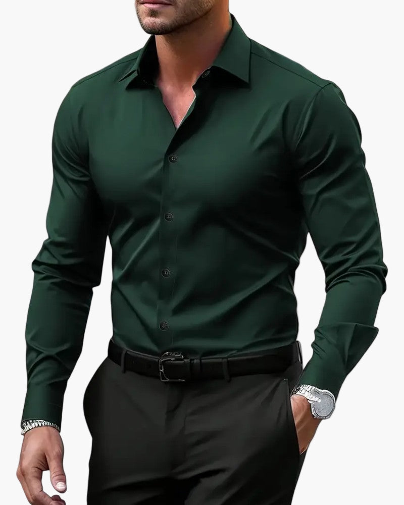 Heren Overhemd Slim Fit Lange Mouw Elegante Kantoorstijl