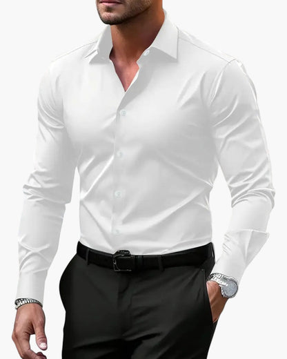 Heren Overhemd Slim Fit Lange Mouw Elegante Kantoorstijl