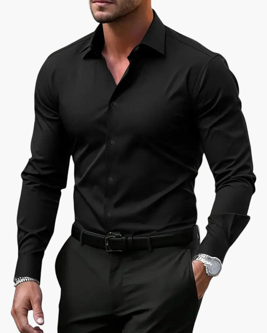 Heren Overhemd Slim Fit Lange Mouw Elegante Kantoorstijl