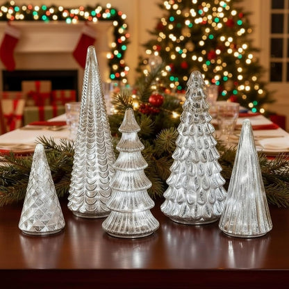 LED Kerst Dennen Set van 5 – Warmwitte Verlichting en Glitter