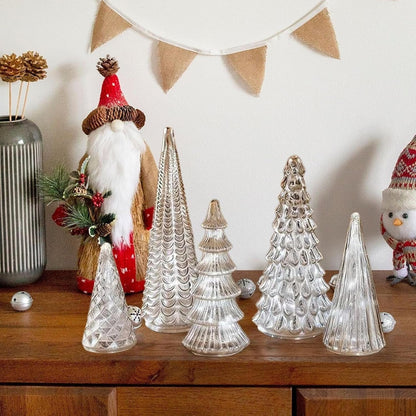 LED Kerst Dennen Set van 5 – Warmwitte Verlichting en Glitter