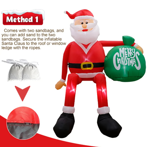 Royaleva Giant 8FT LED Klimmende Kerstman Opblaasbare Premium Buiten Kerstdecoratie