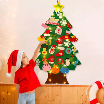 Kerst Wandboom met LED Verlichting en 30+ Afneembare Decoraties