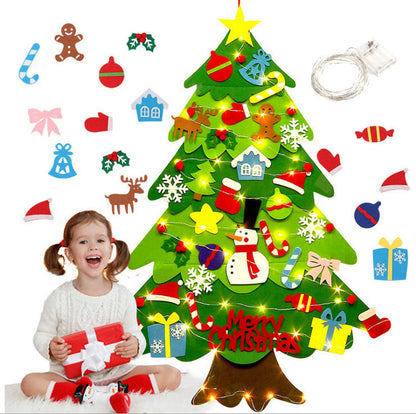 Kerst Wandboom met LED Verlichting en 30+ Afneembare Decoraties