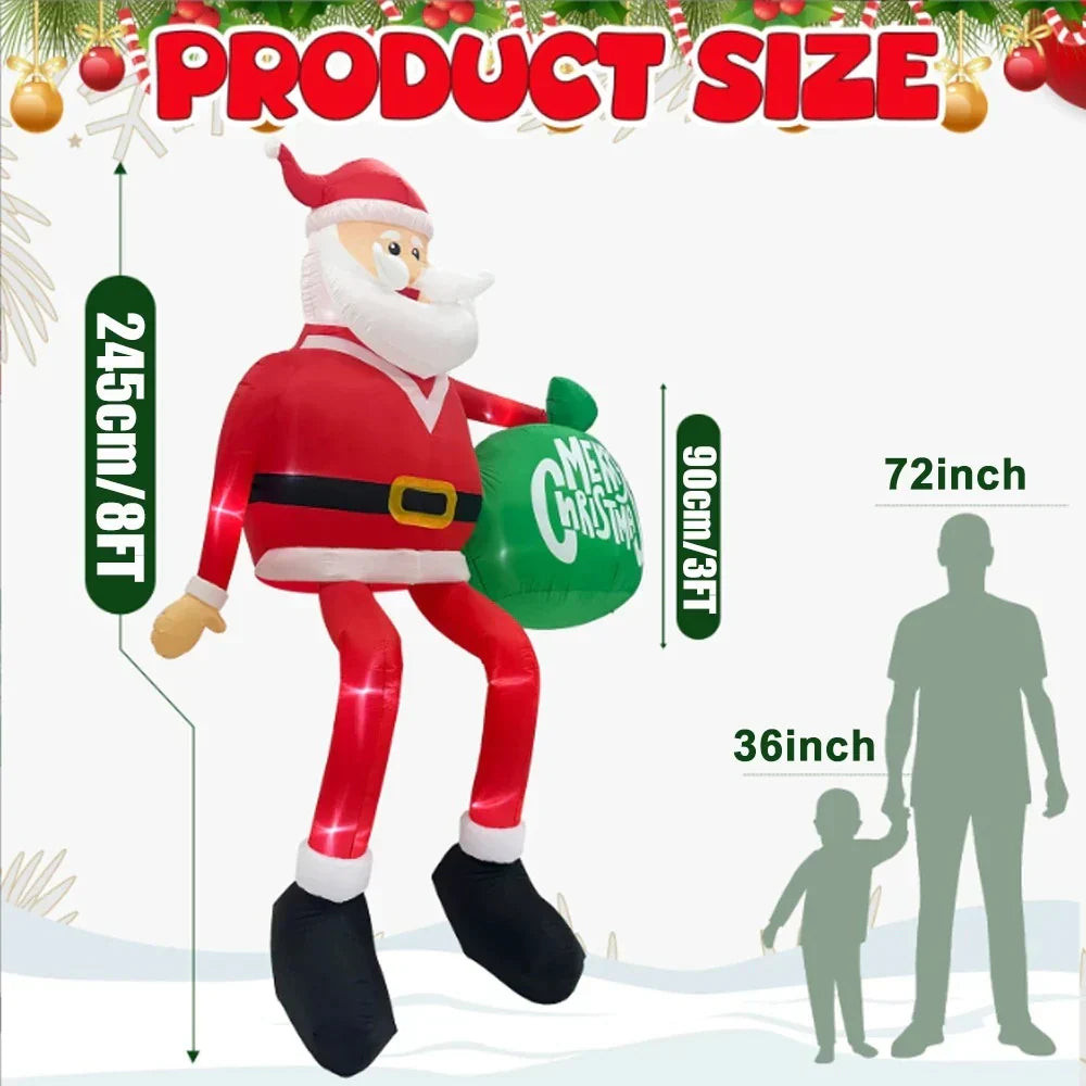 Royaleva Giant 8FT LED Klimmende Kerstman Opblaasbare Premium Buiten Kerstdecoratie