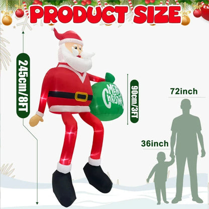 Royaleva Giant 8FT LED Klimmende Kerstman Opblaasbare Premium Buiten Kerstdecoratie