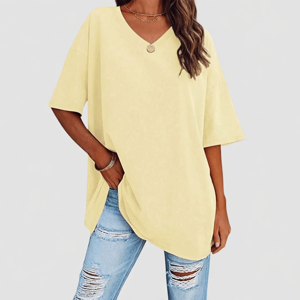 Evelien Top – Comfortabele Katoenen Dames Top met V-hals