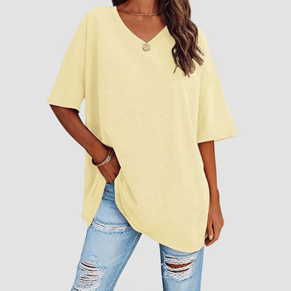 Evelien Top – Comfortabele Katoenen Dames Top met V-hals