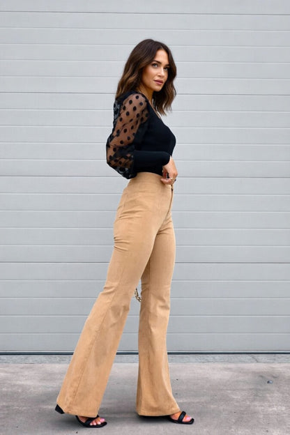 Novalyn Dames Flared Broek met Hoge Taille en Trekband