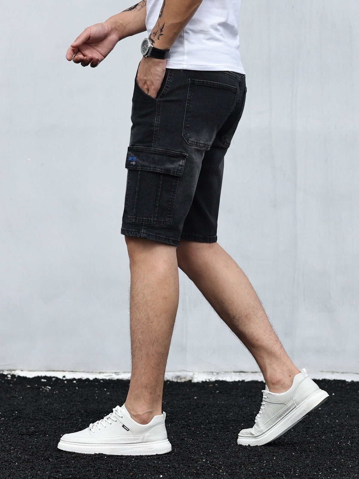 Heren Denim Cargo Short – Korte Broek met Cargozakken