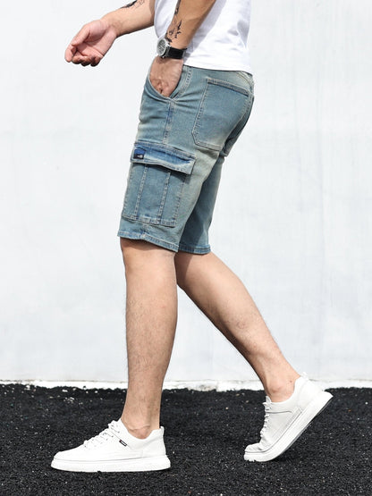 Heren Denim Cargo Short – Korte Broek met Cargozakken