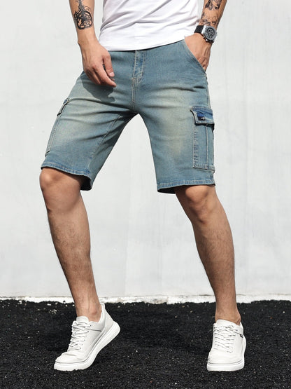 Heren Denim Cargo Short – Korte Broek met Cargozakken