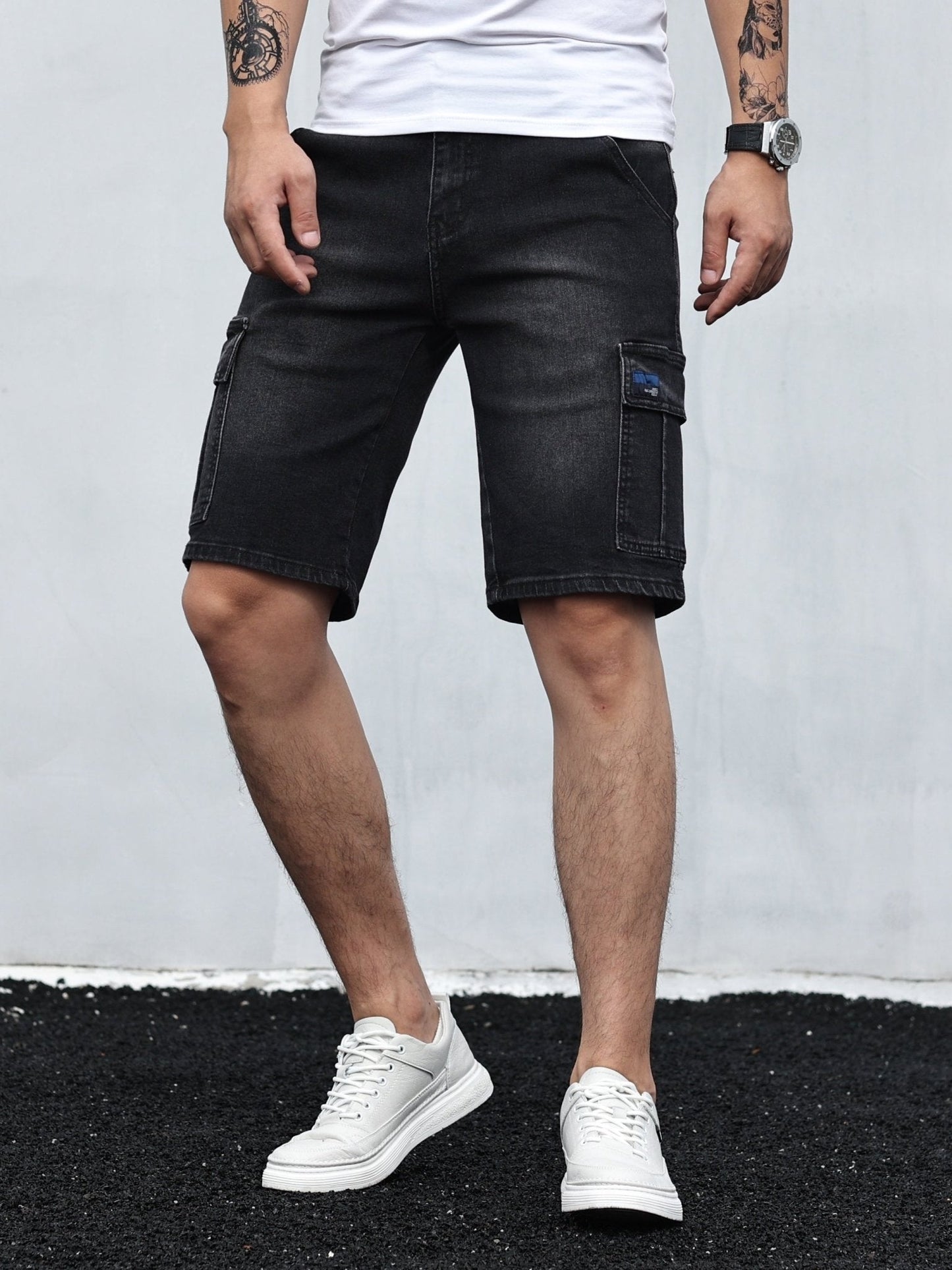 Heren Denim Cargo Short – Korte Broek met Cargozakken
