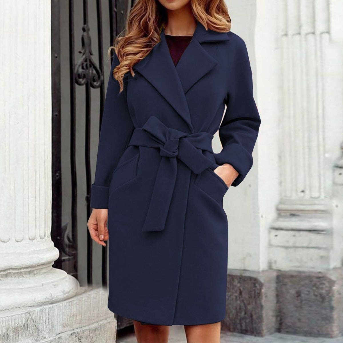 Dames Trenchcoat met Ceintuur en Lengte boven de Knie